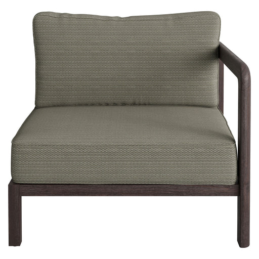 Modway Kona Outdoor Teak Wood Right-Arm Facing Modular Armchair in Ash - front view