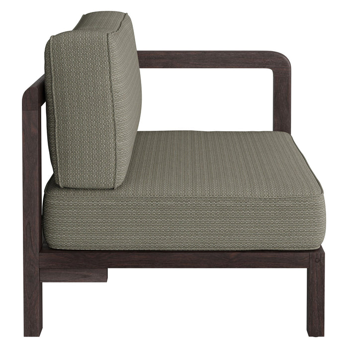 Modway Kona Outdoor Teak Wood Right-Arm Facing Modular Armchair in Ash - side view