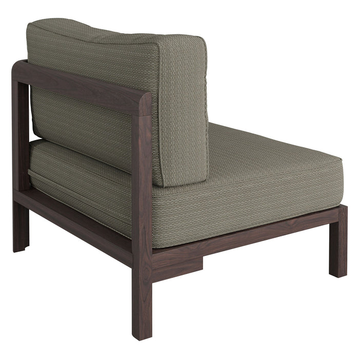 Modway Kona Outdoor Teak Wood Right-Arm Facing Modular Armchair in Ash - detail view