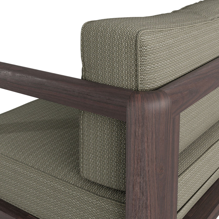 Modway Kona Outdoor Teak Wood Right-Arm Facing Modular Armchair in Ash - lifestyle view