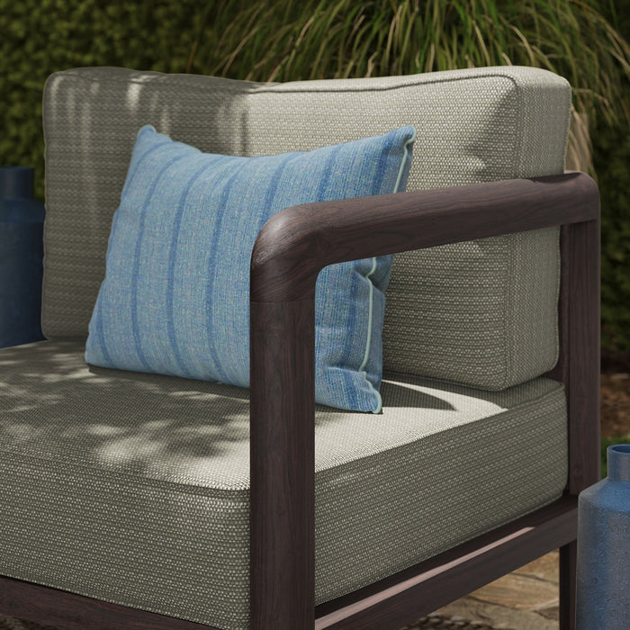 Modway Kona Outdoor Teak Wood Right-Arm Facing Modular Armchair in Ash - lifestyle view 12
