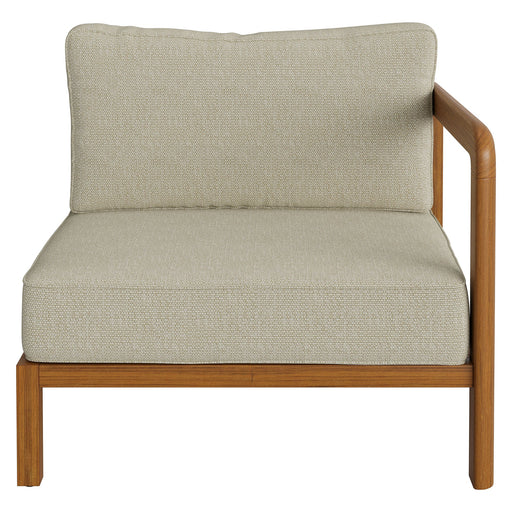 Modway Kona Outdoor Teak Wood Right-Arm Facing Modular Armchair in Sand - front view