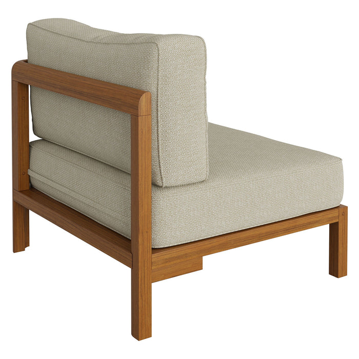 Modway Kona Outdoor Teak Wood Right-Arm Facing Modular Armchair in Sand - detail view