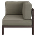 Modway Kona Outdoor Teak Wood Corner Modular Chair in Ash - front view