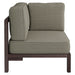 Modway Kona Outdoor Teak Wood Corner Modular Chair in Ash - side view