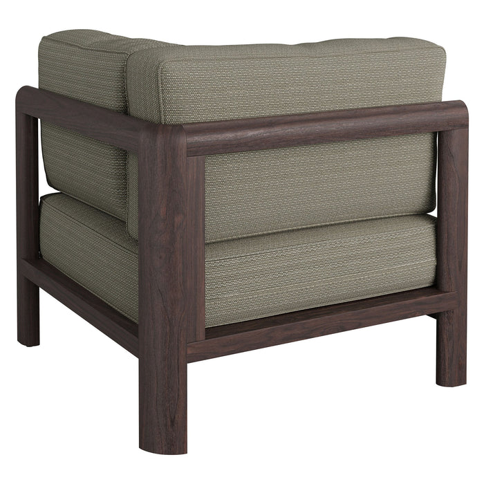 Modway Kona Outdoor Teak Wood Corner Modular Chair in Ash - detail view