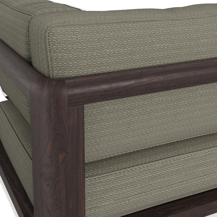 Modway Kona Outdoor Teak Wood Corner Modular Chair in Ash - lifestyle view