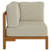 Modway Kona Outdoor Teak Wood Corner Modular Chair in Sand - side view