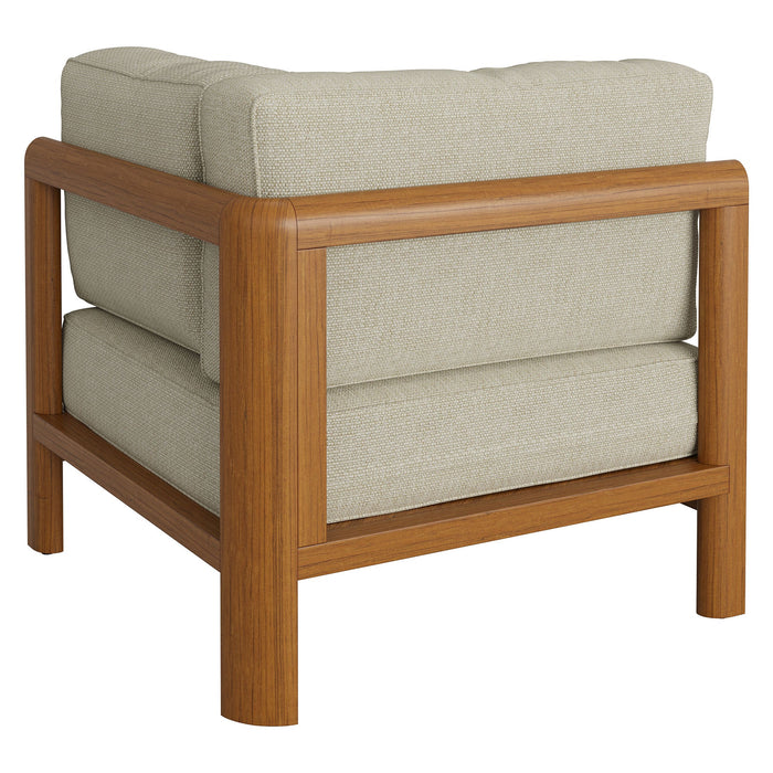 Modway Kona Outdoor Teak Wood Corner Modular Chair in Sand - detail view