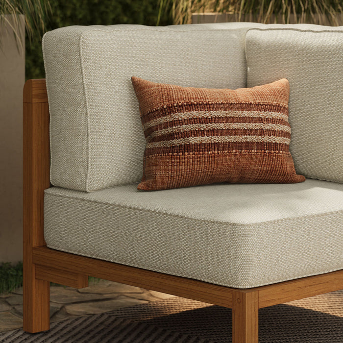 Modway Kona Outdoor Teak Wood Corner Modular Chair in Sand - lifestyle view 11