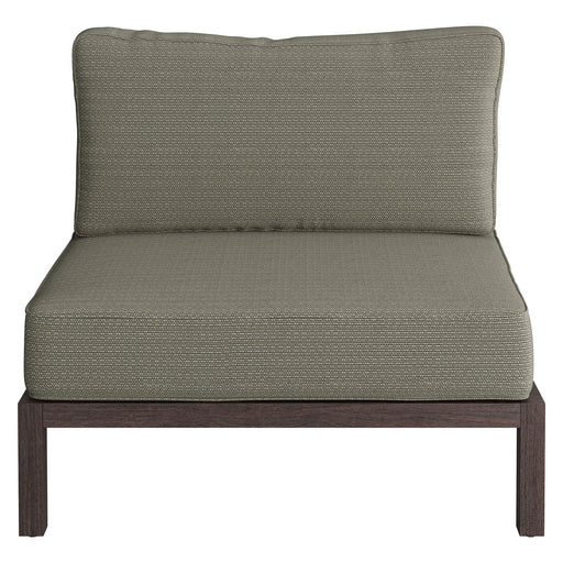 Modway Kona Outdoor Teak Wood Armless Modular Chair in Ash - front view