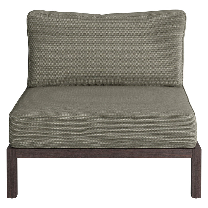 Modway Kona Outdoor Teak Wood Armless Modular Chair in Ash - front view