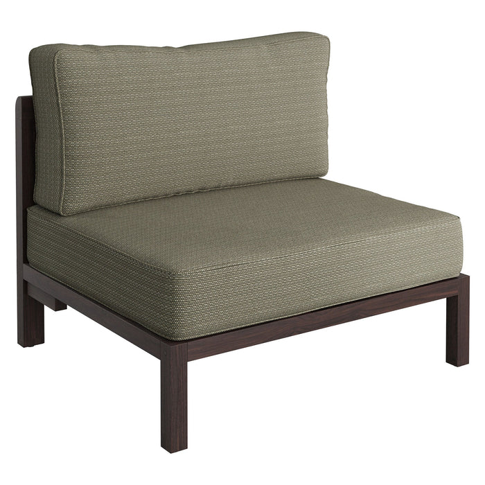 Modway Kona Outdoor Teak Wood Armless Modular Chair in Ash - angled view