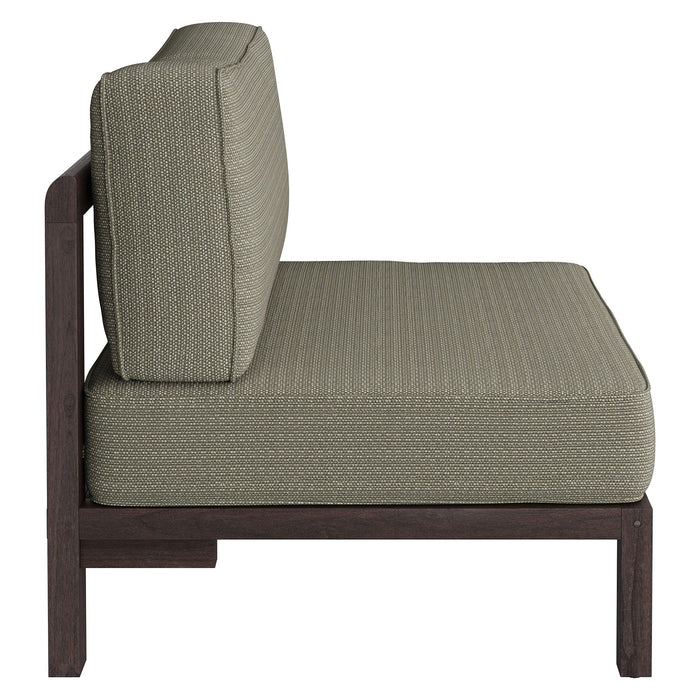 Modway Kona Outdoor Teak Wood Armless Modular Chair in Ash - side view