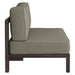 Modway Kona Outdoor Teak Wood Armless Modular Chair in Ash - side view