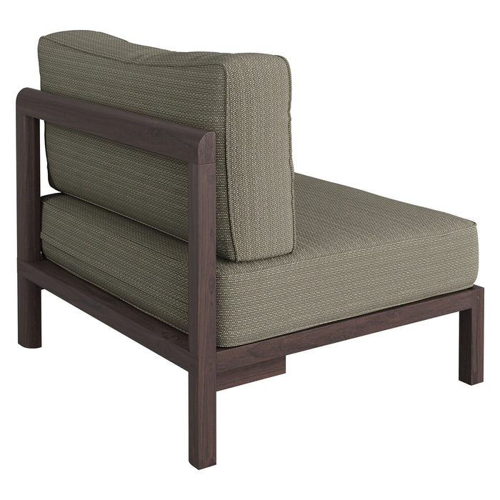 Modway Kona Outdoor Teak Wood Armless Modular Chair in Ash - detail view