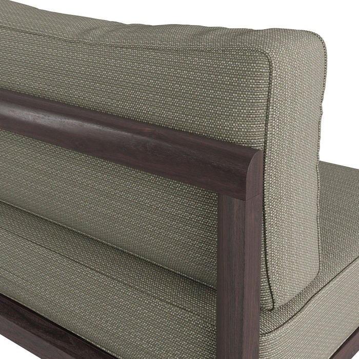 Modway Kona Outdoor Teak Wood Armless Modular Chair in Ash - lifestyle view