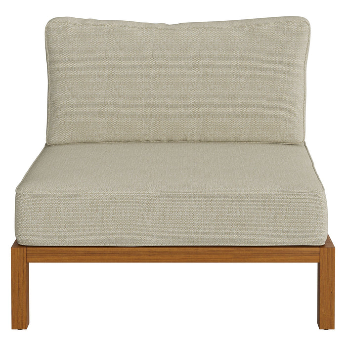 Modway Kona Outdoor Teak Wood Armless Modular Chair in Sand - front view