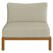 Modway Kona Outdoor Teak Wood Armless Modular Chair in Sand - front view