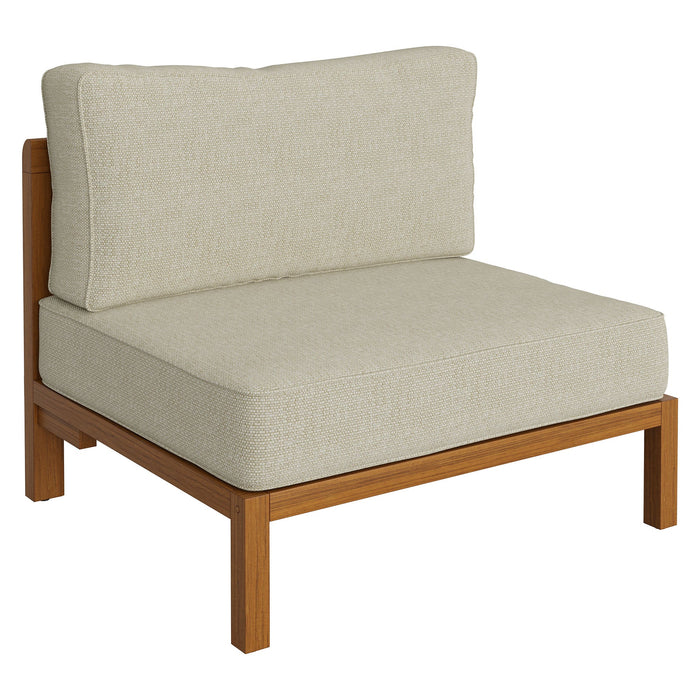 Modway Kona 5-Piece Outdoor Teak Wood Corner Modular Sofa - lifestyle view 10