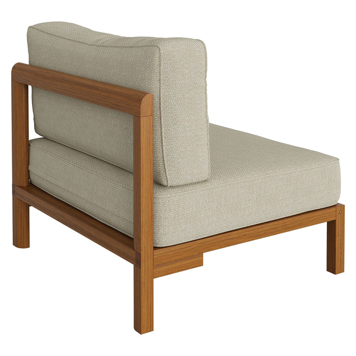 Modway Kona Outdoor Teak Wood Armless Modular Chair in Sand - detail view