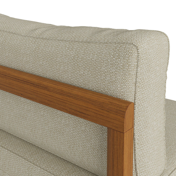 Modway Kona Outdoor Teak Wood Armless Modular Chair in Sand - lifestyle view