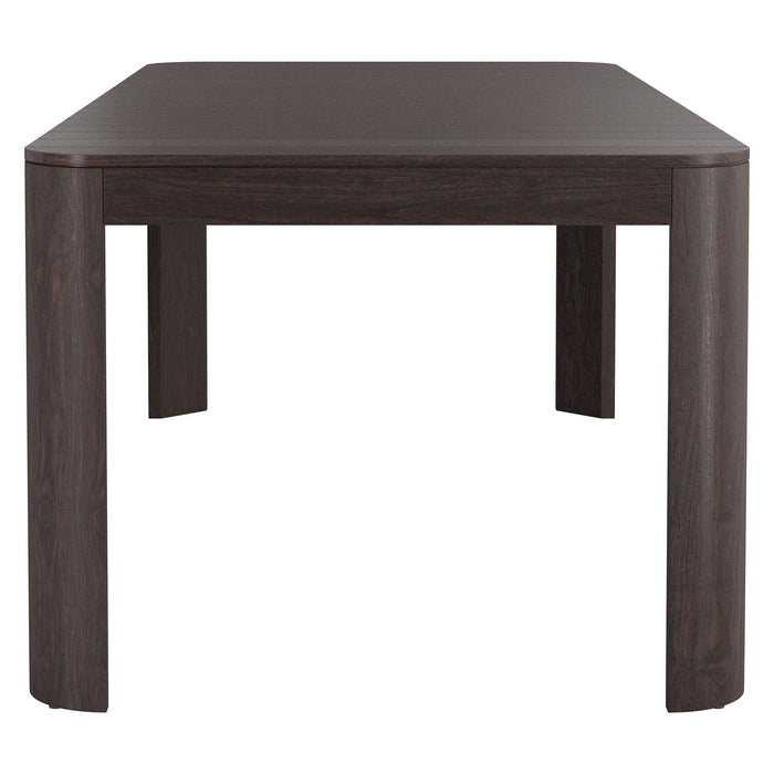 Modway Kona 87 Inch Outdoor Teak Wood Dining Table in Dark Brown - side view