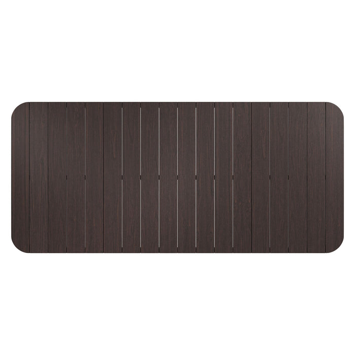 Modway Kona 87 Inch Outdoor Teak Wood Dining Table in Dark Brown - detail view