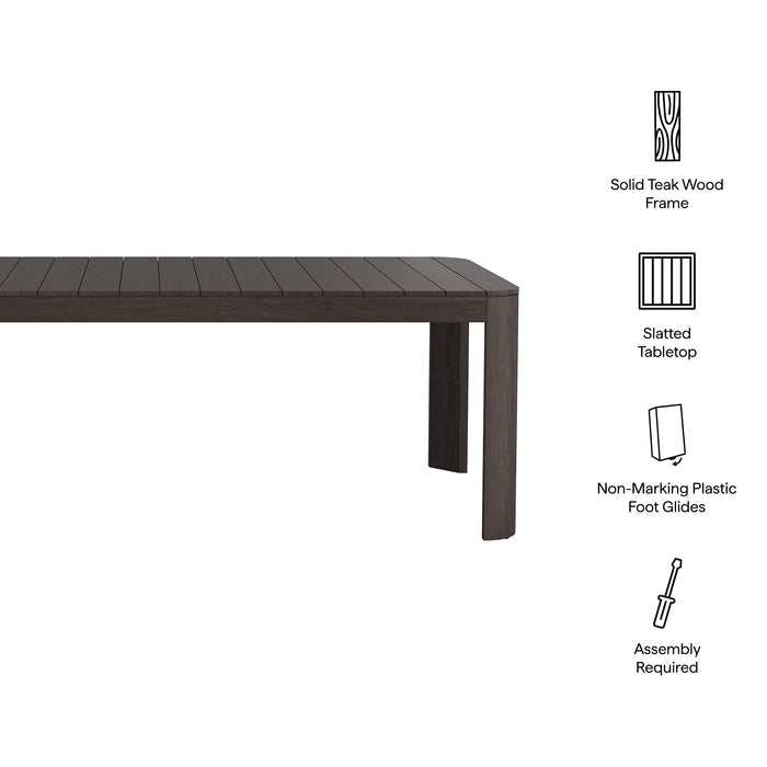 Modway Kona 87 Inch Outdoor Teak Wood Dining Table in Dark Brown - dimensions and specifications