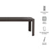 Modway Kona 87 Inch Outdoor Teak Wood Dining Table in Dark Brown - dimensions and specifications