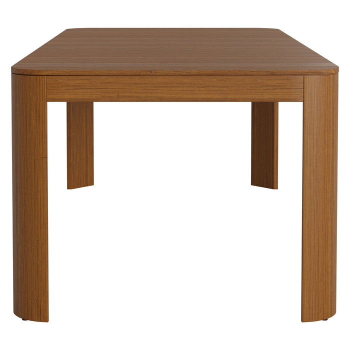 Modway Kona 87 Inch Outdoor Teak Wood Dining Table in Natural - side view