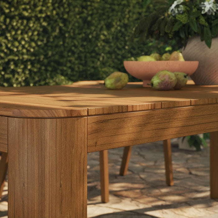 Modway Kona 87 Inch Outdoor Teak Wood Dining Table in Natural - lifestyle view 11