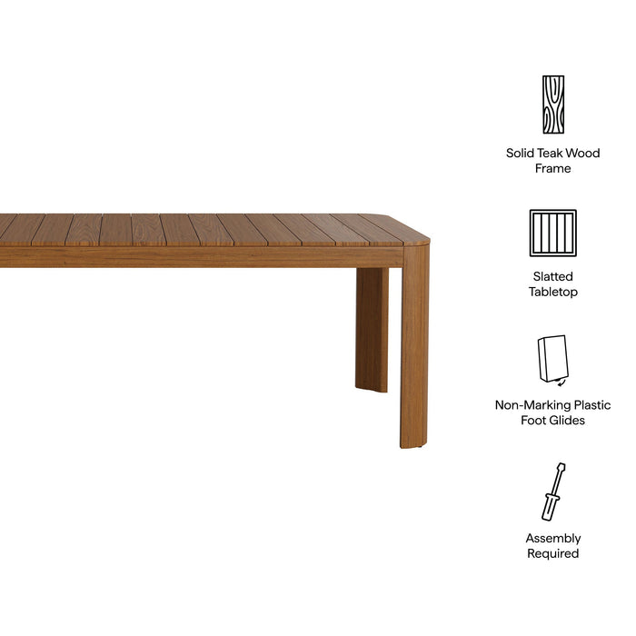 Modway Kona 87 Inch Outdoor Teak Wood Dining Table in Natural - dimensions and specifications