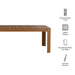 Modway Kona 87 Inch Outdoor Teak Wood Dining Table in Natural - dimensions and specifications