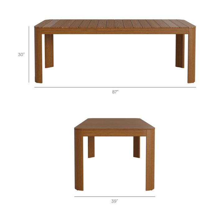 Modway Kona 87 Inch Outdoor Teak Wood Dining Table in Natural - dimensions and specifications 16