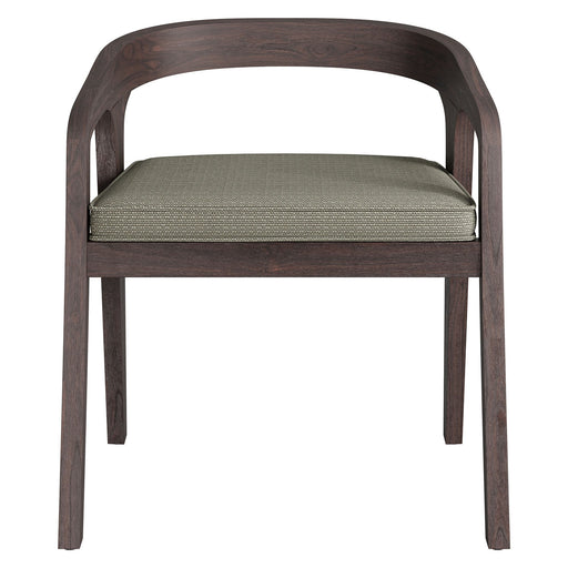 Modway Kona Outdoor Teak Wood Barrel Dining Chair in Ash - front view