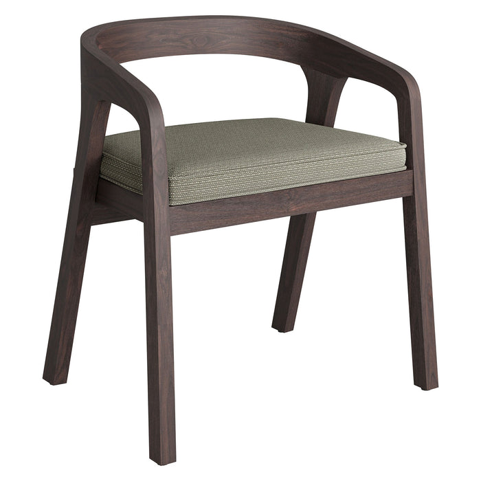 Modway Kona Outdoor Teak Wood Barrel Dining Chair in Ash - angled view