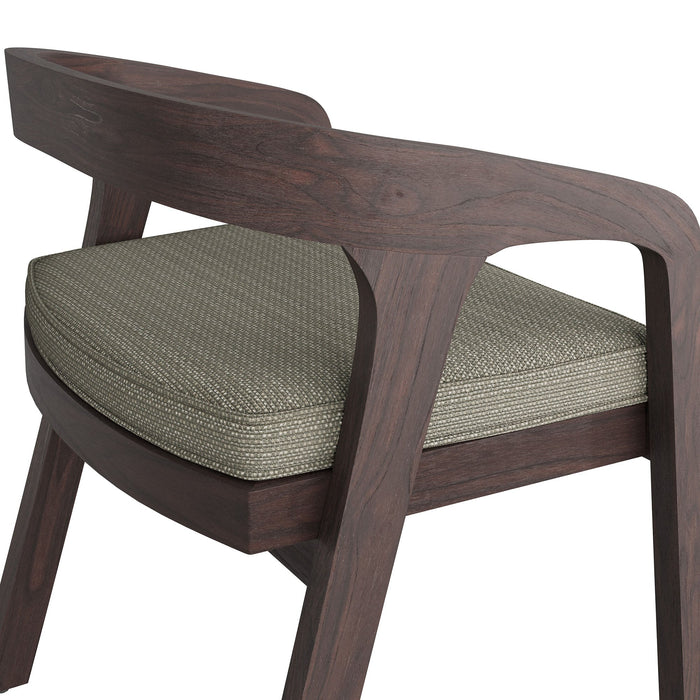 Modway Kona Outdoor Teak Wood Barrel Dining Chair in Ash - lifestyle view