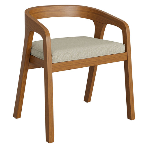 Modway Kona Outdoor Teak Wood Barrel Dining Chair in Sand - front view