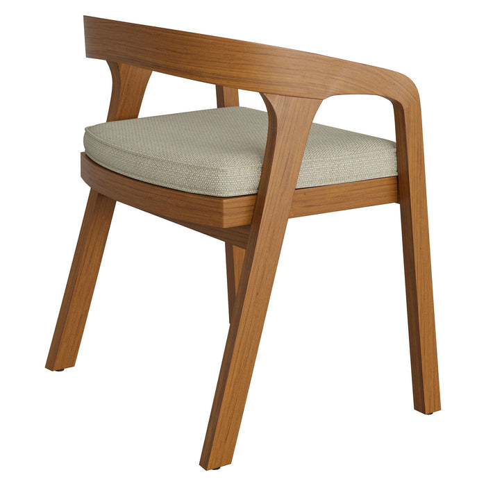 Modway Kona Outdoor Teak Wood Barrel Dining Chair in Sand - side view