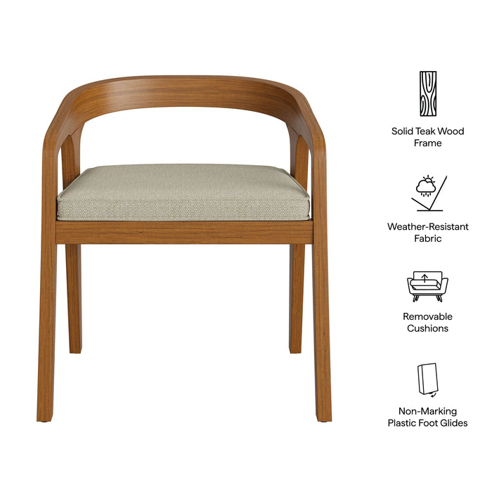 Modway Kona Outdoor Teak Wood Barrel Dining Chair in Sand - dimensions and specifications