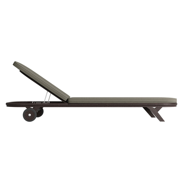 Modway Kona Outdoor Teak Wood Chaise Lounge Chair in Ash - side view
