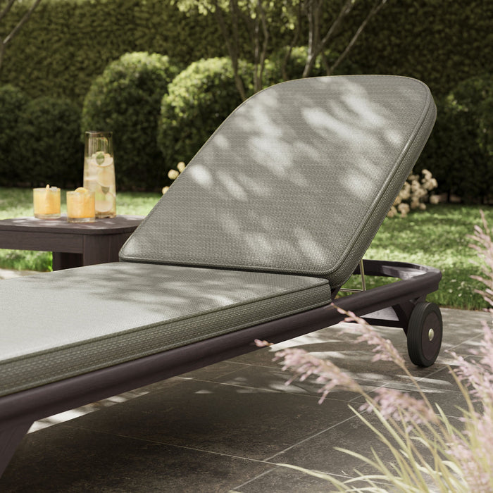 Modway Kona Outdoor Teak Wood Chaise Lounge Chair in Ash - lifestyle view 14