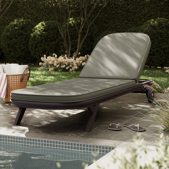 Modway Kona Outdoor Teak Wood Chaise Lounge Chair in Ash - lifestyle view 16