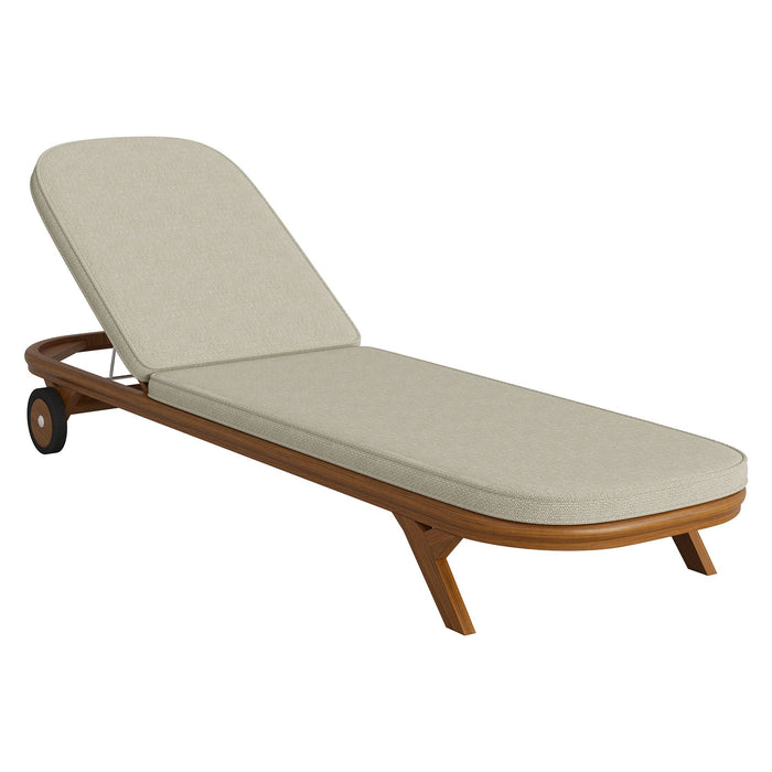 Modway Kona Outdoor Teak Wood Chaise Lounge Chair in Sand - front view