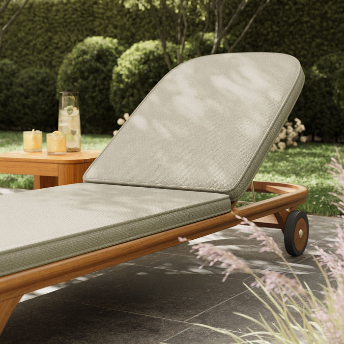 Modway Kona Outdoor Teak Wood Chaise Lounge Chair in Sand - lifestyle view 13