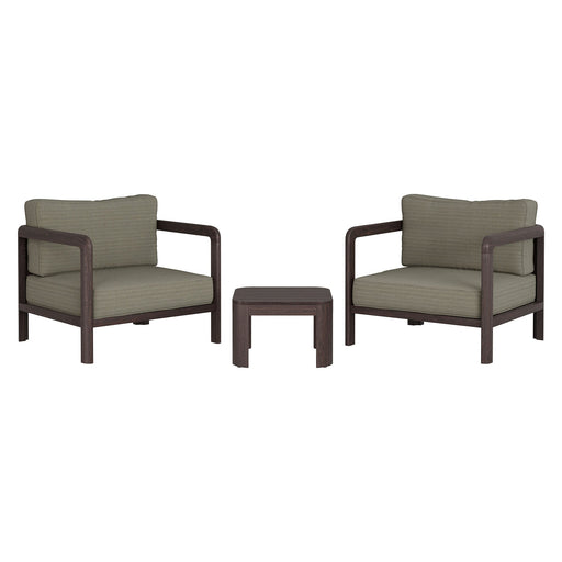 Modway Kona 3-Piece Outdoor Teak Wood Furniture Set in Ash - front view