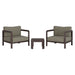 Modway Kona 3-Piece Outdoor Teak Wood Furniture Set in Ash - front view