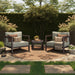 Modway Kona 3-Piece Outdoor Teak Wood Furniture Set in Ash - side view