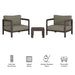 Modway Kona 3-Piece Outdoor Teak Wood Furniture Set in Ash - dimensions and specifications